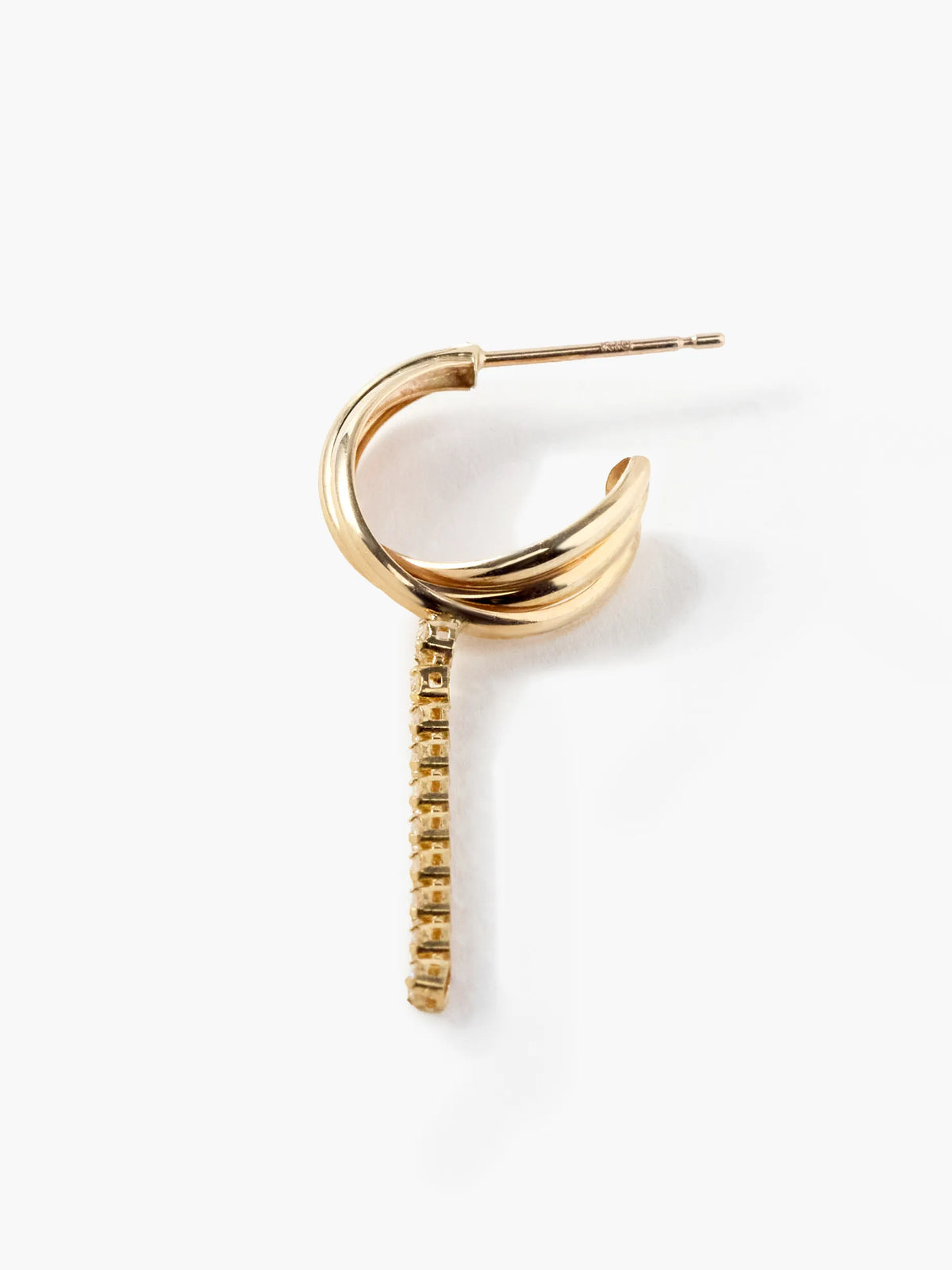[Airy Gold] [Silk chain] K10YG ラボダイヤ クロスライン フープピアス