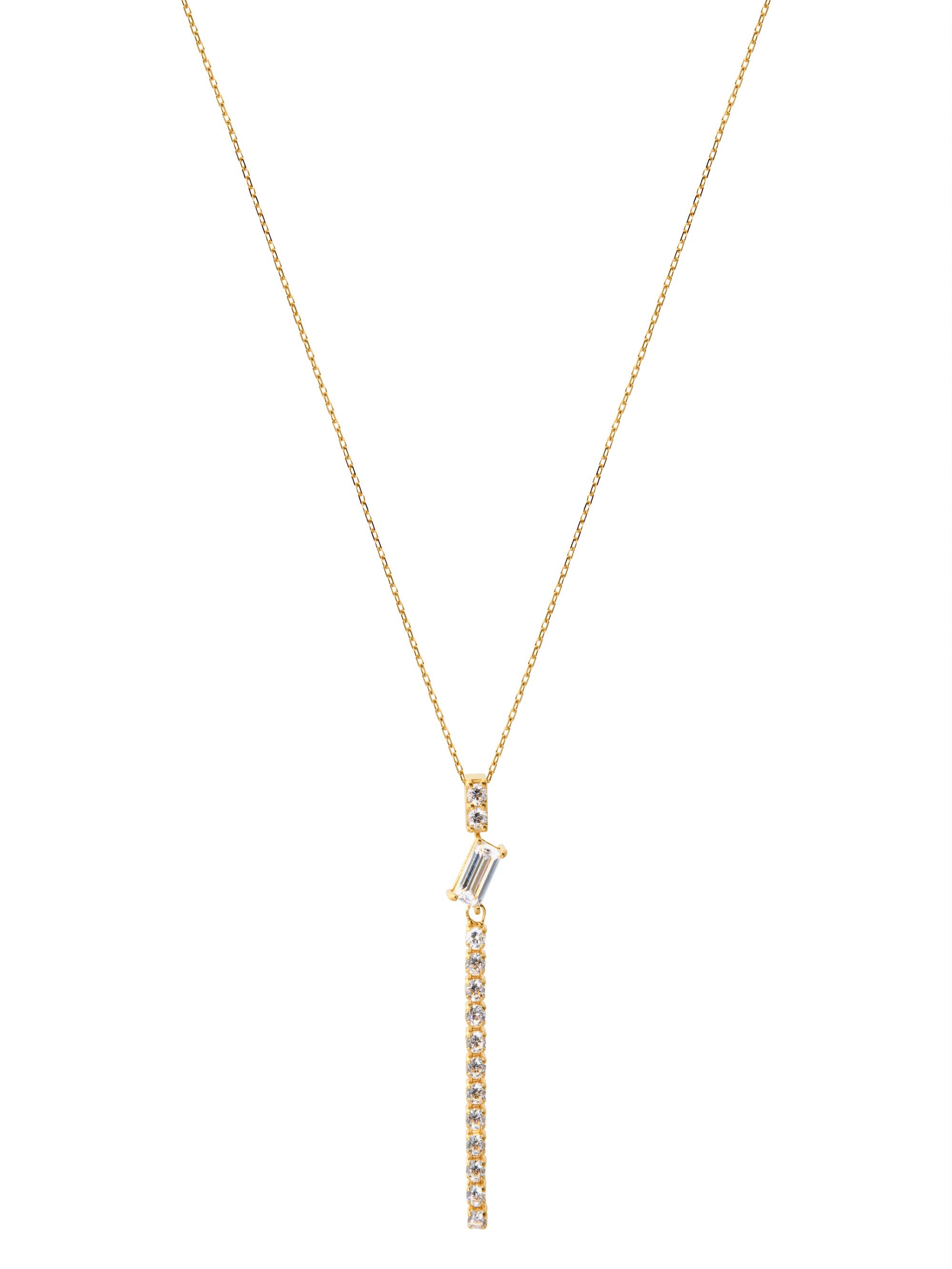 [Silk chain] バゲットカット ライン ネックレス