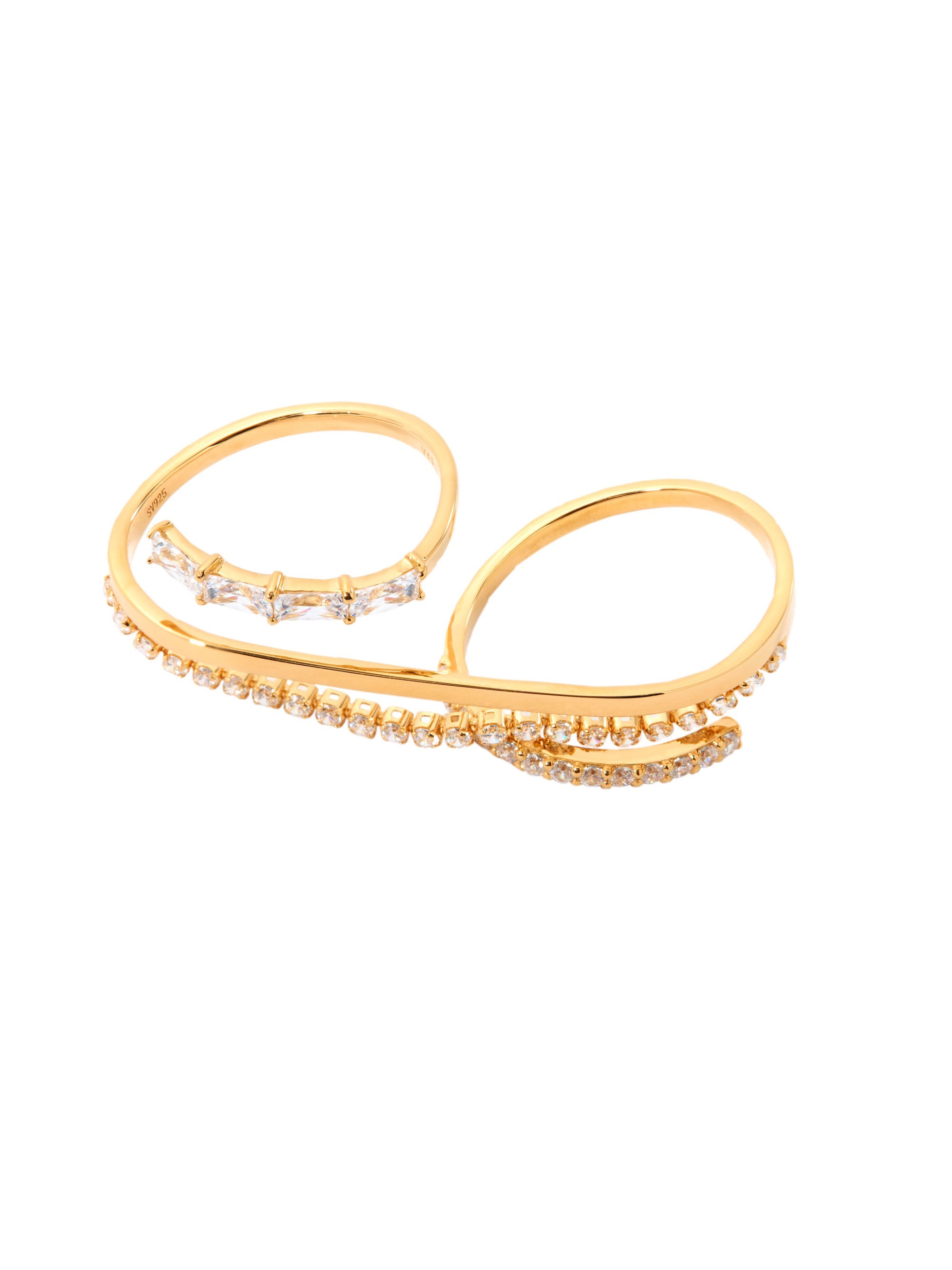 [Silk chain] バゲットカット ドレープ  ダブルフィンガーリング