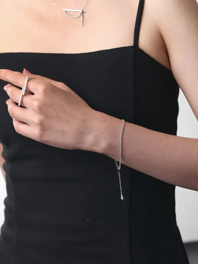 [Silk chain] ライン ブレスレット　1.5mmストーン