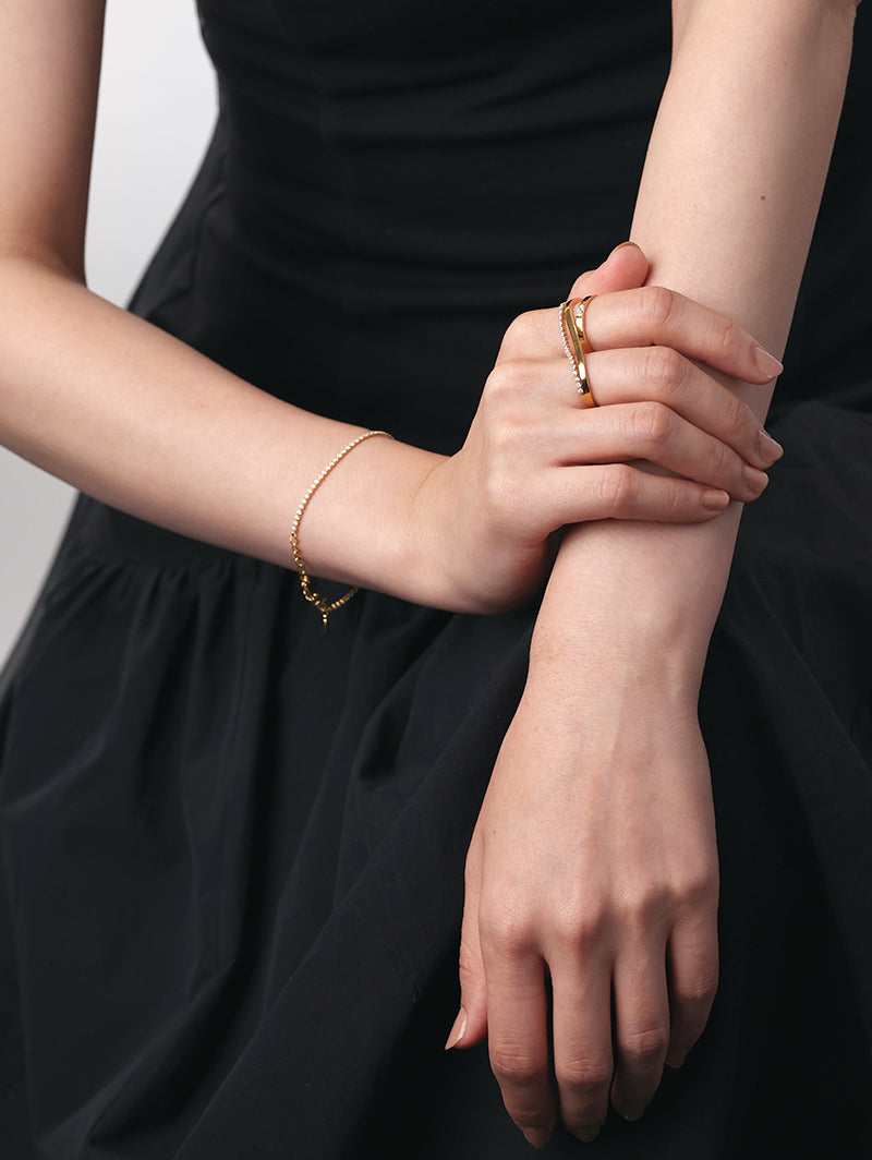 [Silk chain] ライン ブレスレット　1.5mmストーン