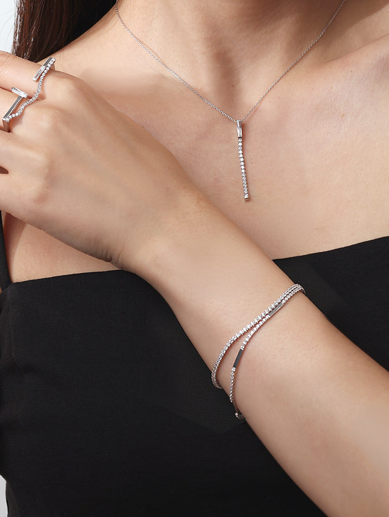 [Silk chain] ライン ブレスレット 1.75mmストーン