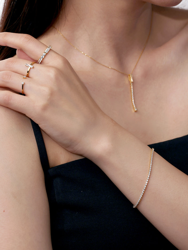 [Silk chain] ライン ブレスレット 1.75mmストーン
