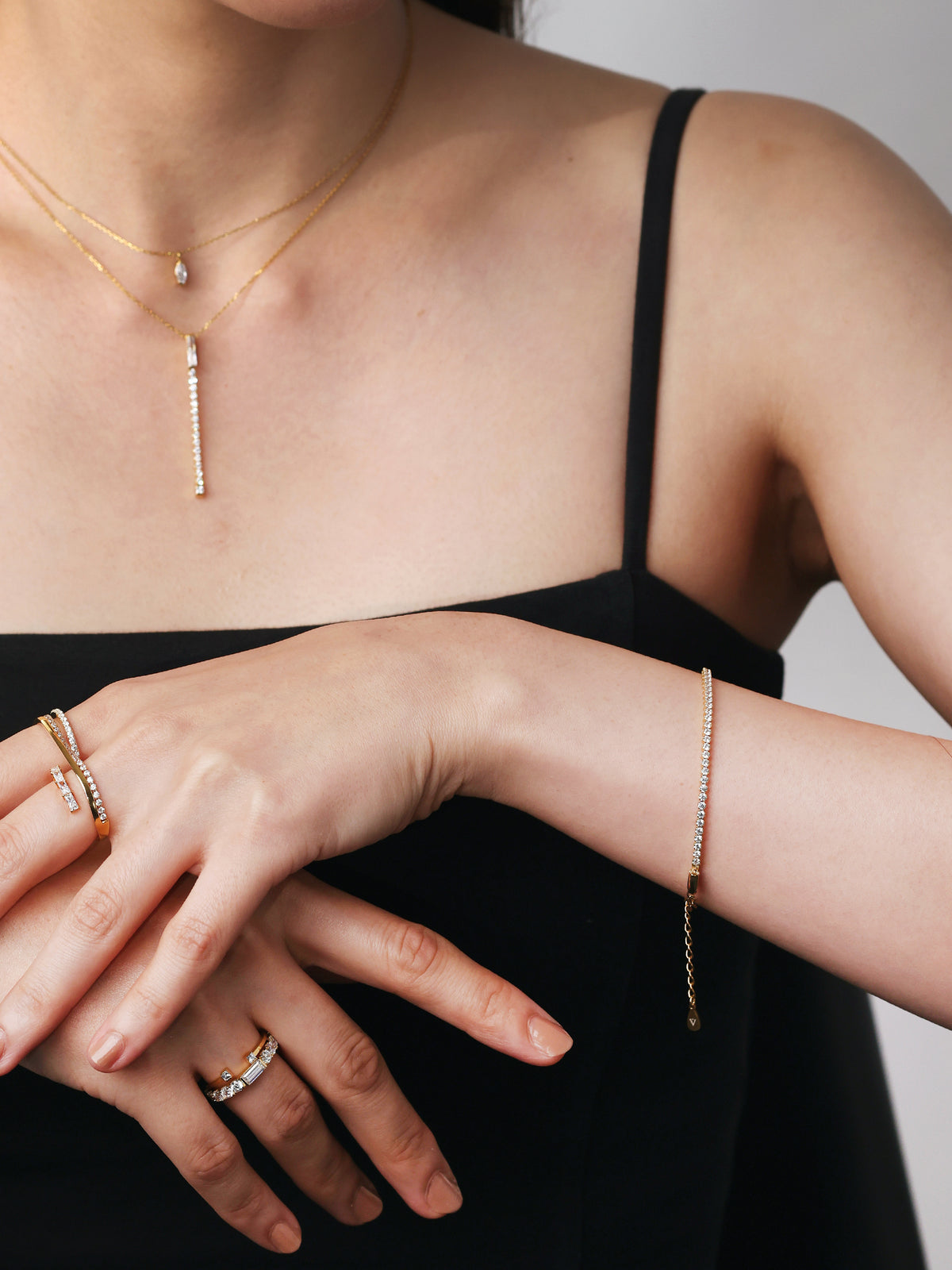 [Silk chain] ライン ブレスレット 1.75mmストーン