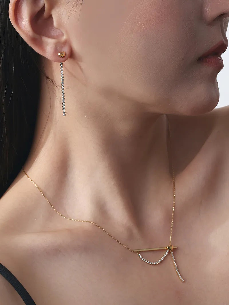 [Silk chain] ハートライン 2WAY ピアス