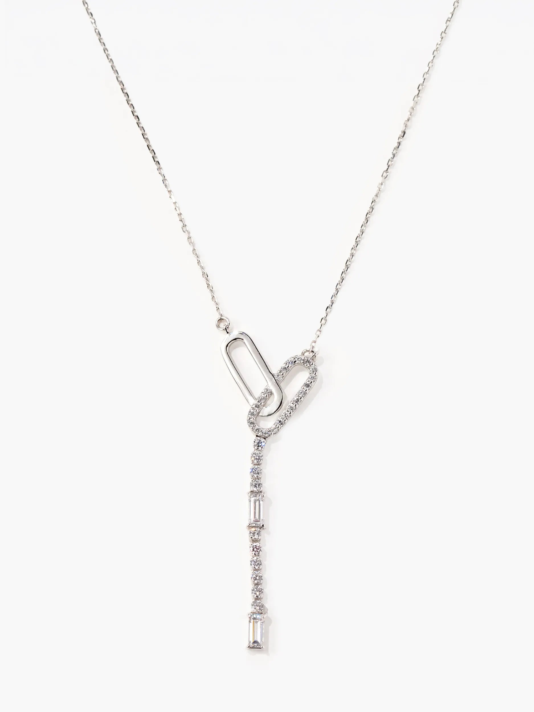 [Silk chain] バゲットカット オーバルライン ネックレス