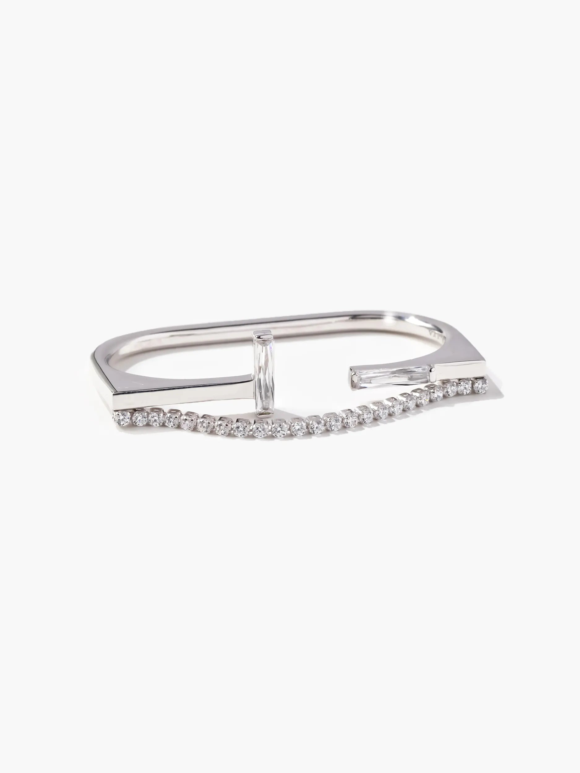 [Silk chain] バゲットプリンセスカット アパートライン ダブルフィンガーリング