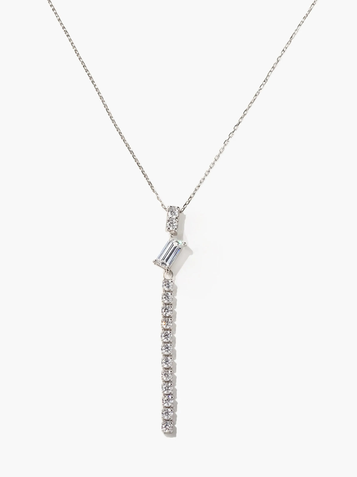 [Silk chain] バゲットカット ライン ネックレス