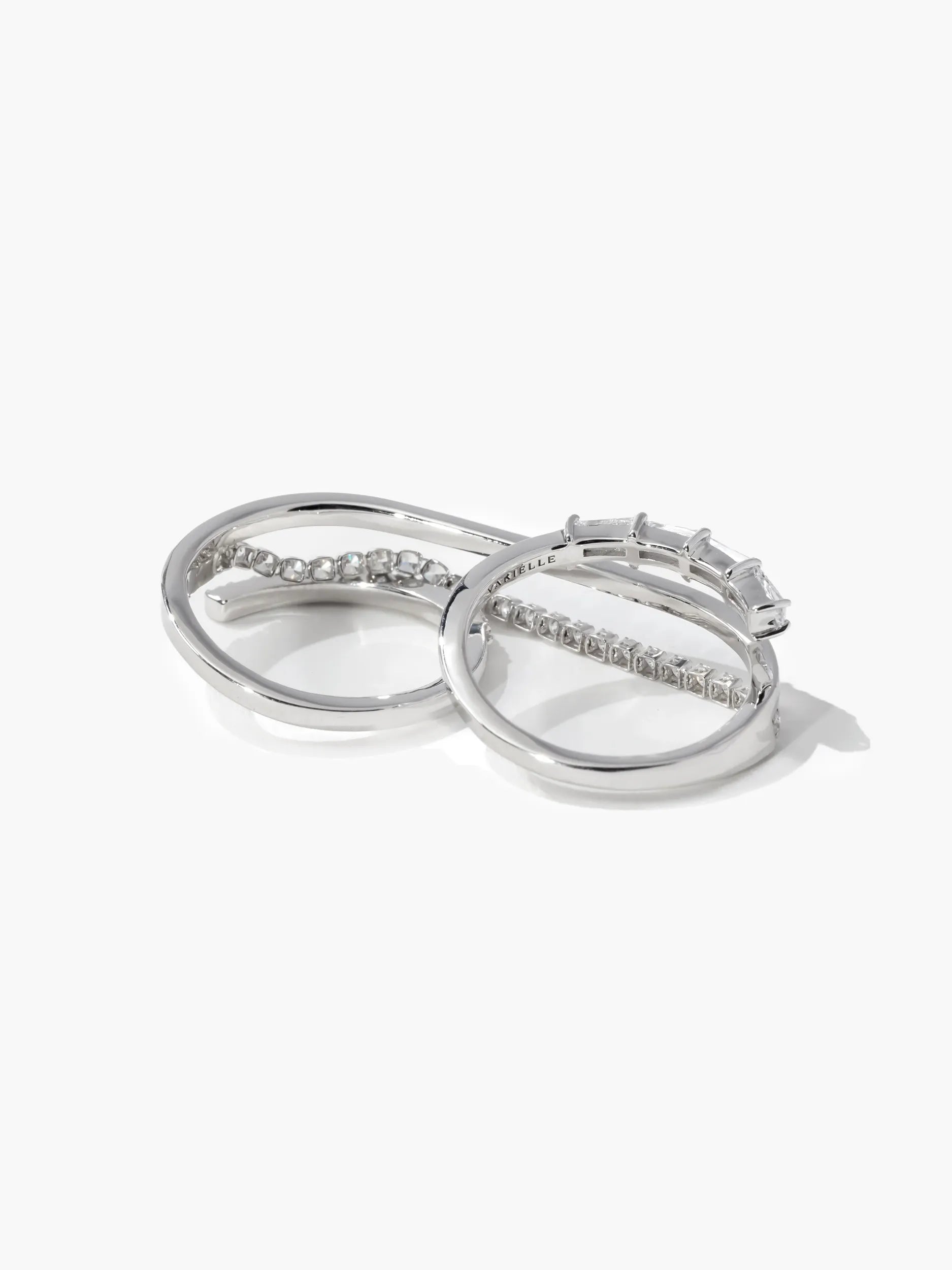 [Silk chain] バゲットプリンセスカット ドレープ　ダブルフィンガーリング