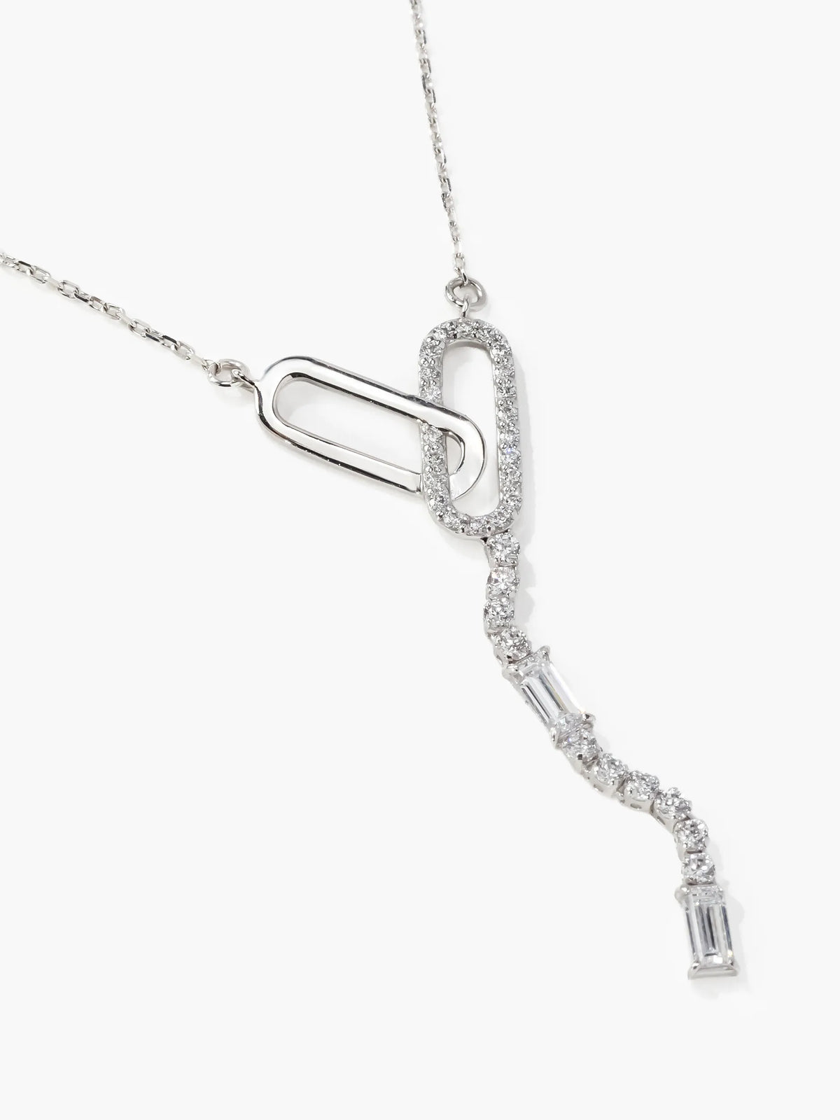 [Silk chain] バゲットカット オーバルライン ネックレス