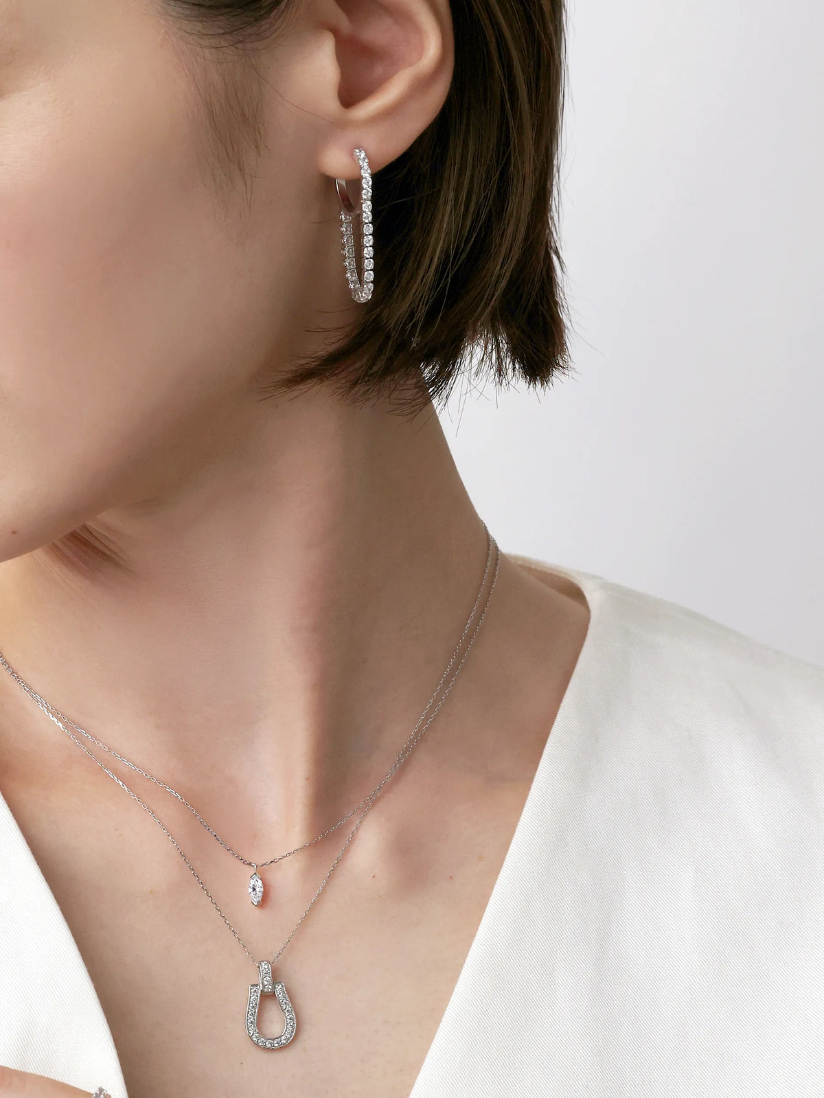 [Silk chain]  ドレープ フープピアス