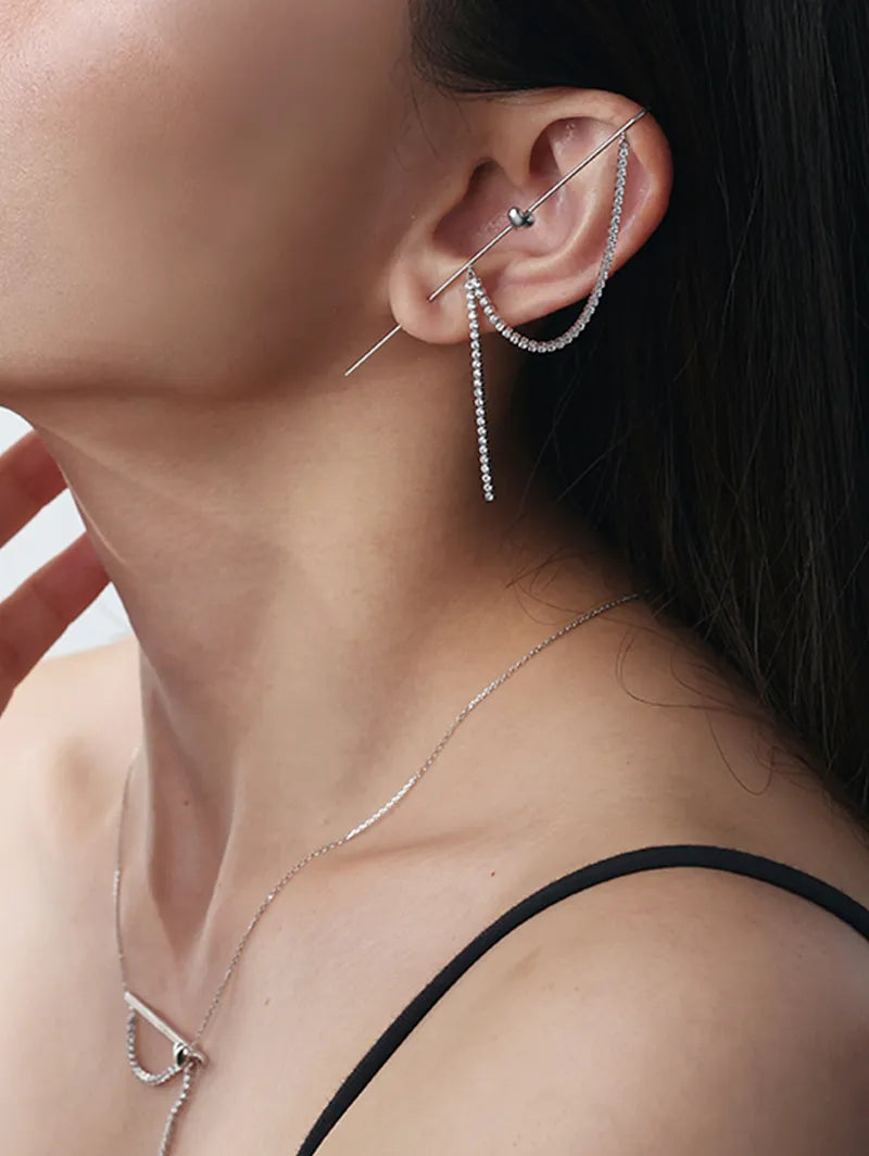 [Silk chain] ハートドレープ イヤーフックピアス