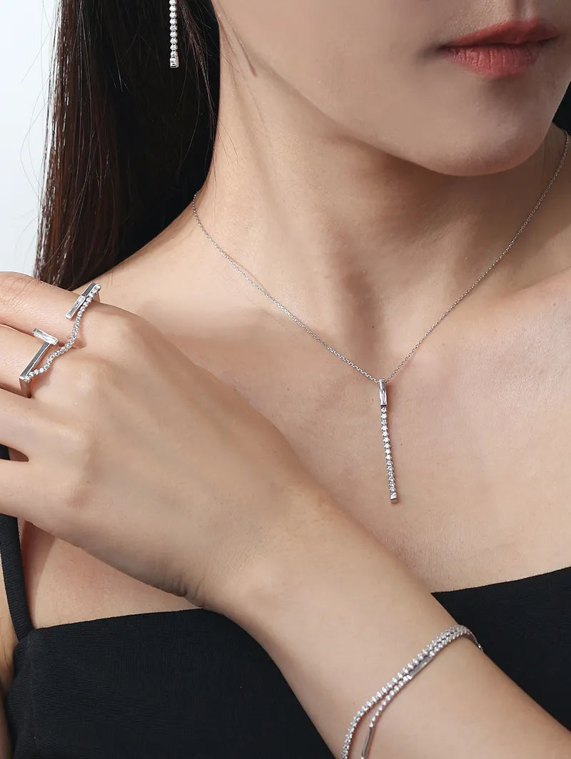 [Silk chain] バケットプリンセスカット バックライン ネックレス