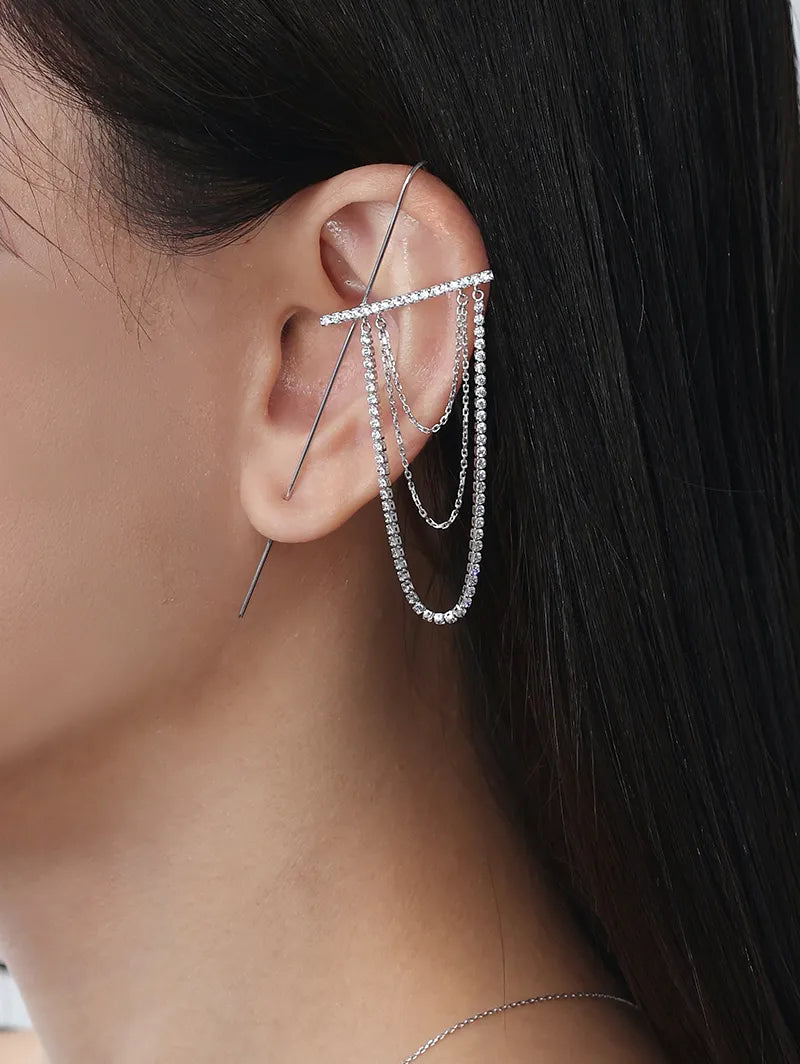 [Silk chain] ドレープチェーン イヤーフックピアス