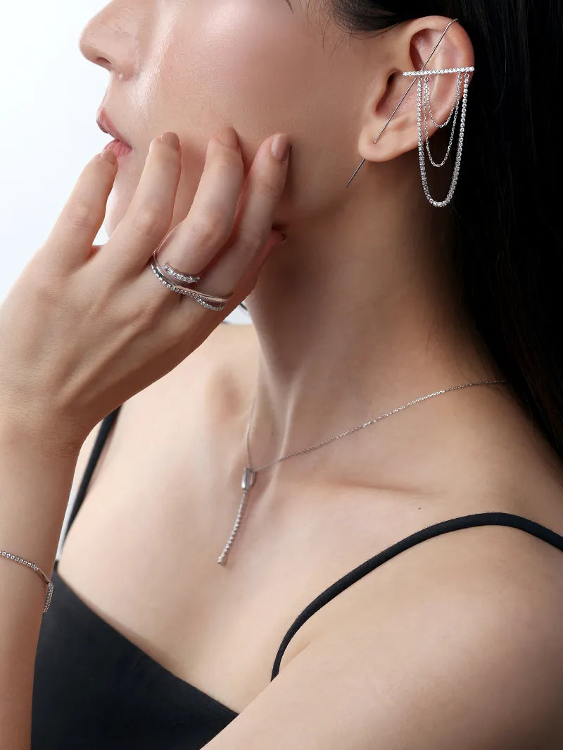 [Silk chain] ドレープチェーン イヤーフックピアス