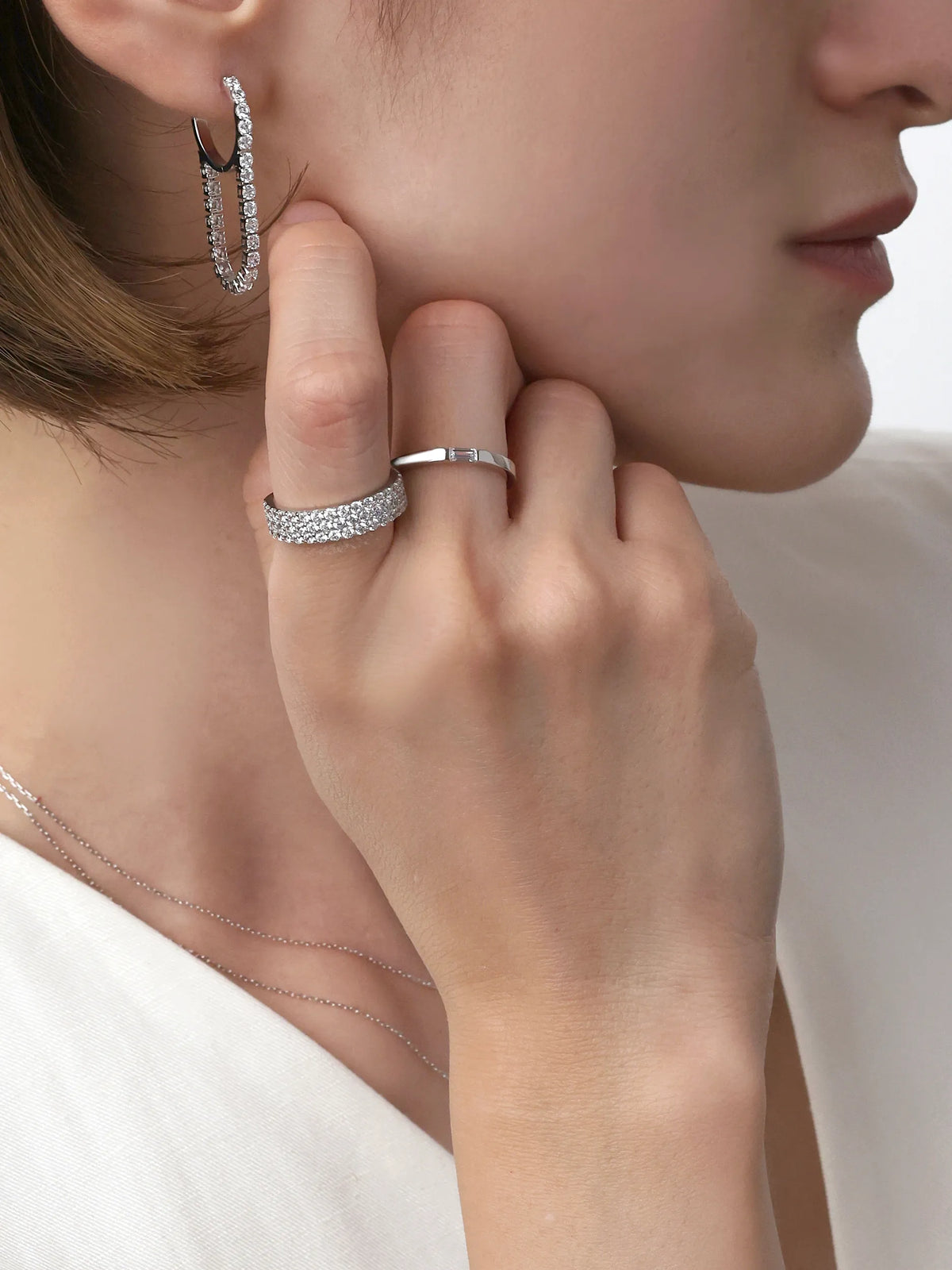 [Silk chain]  ドレープ フープピアス