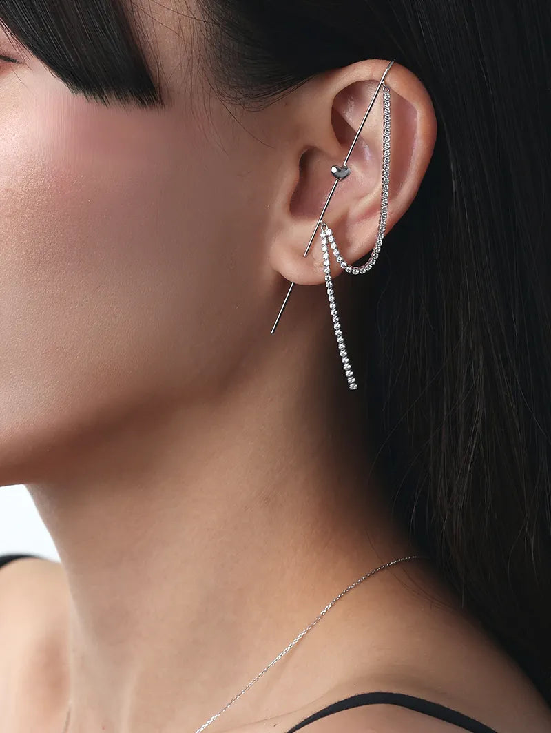[Silk chain] ハートドレープ イヤーフックピアス