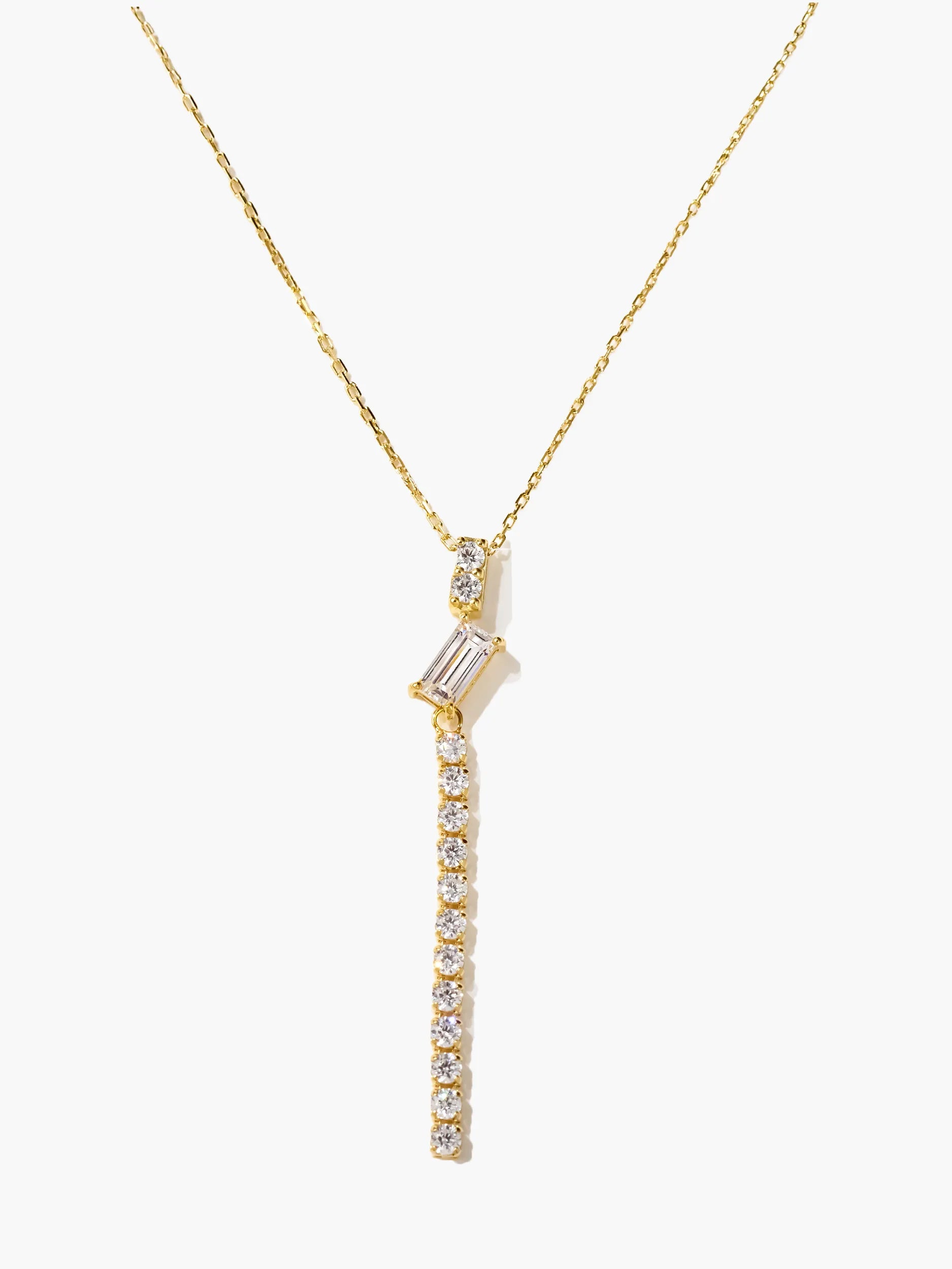 [Silk chain] バゲットカット ライン ネックレス