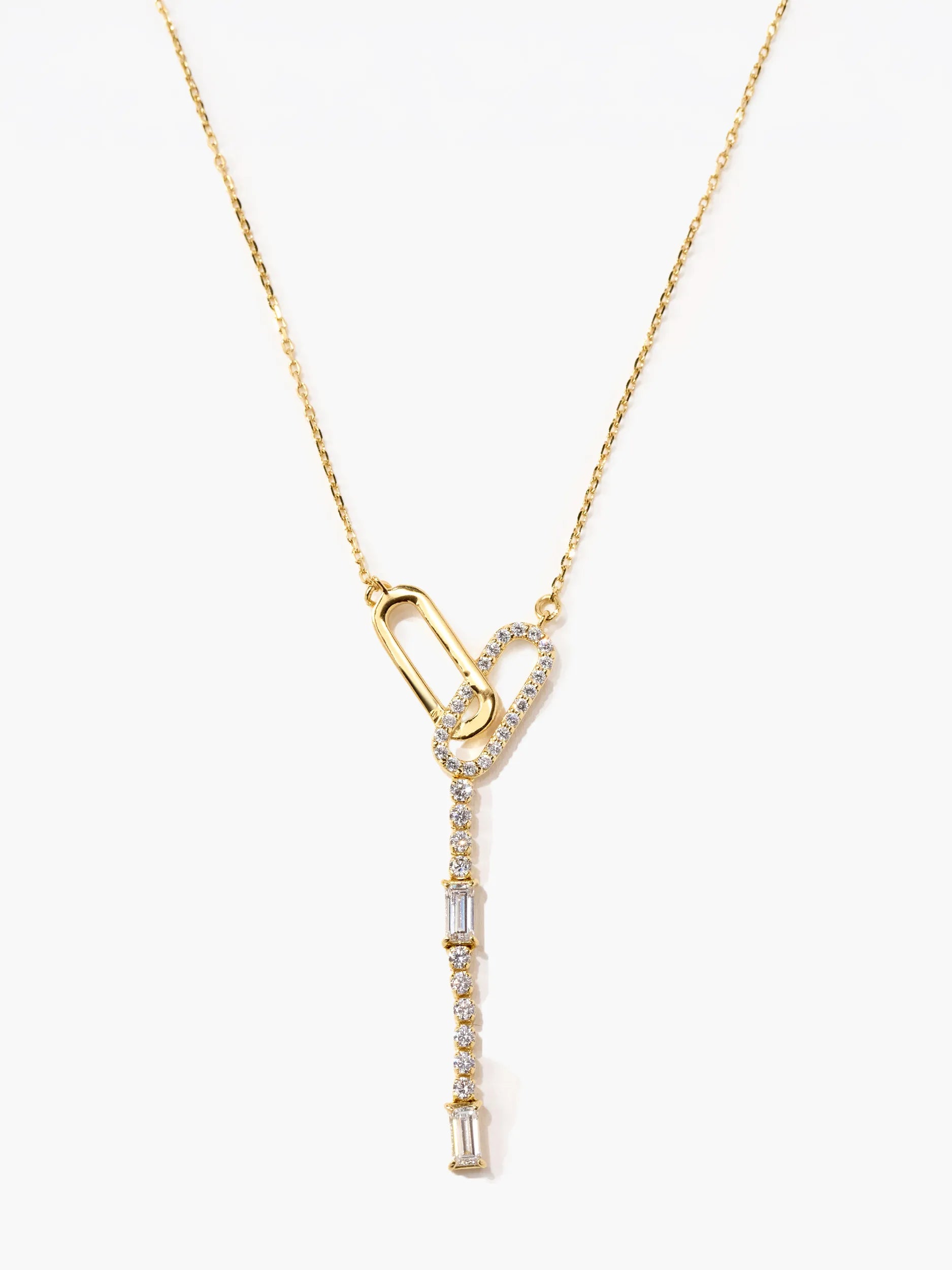 [Silk chain] バゲットカット オーバルライン ネックレス
