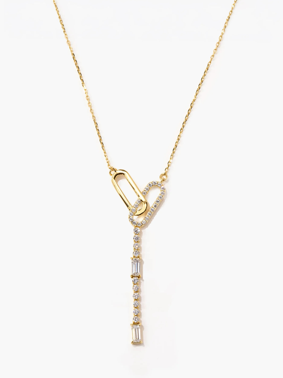 [Silk chain] バゲットカット オーバルライン ネックレス