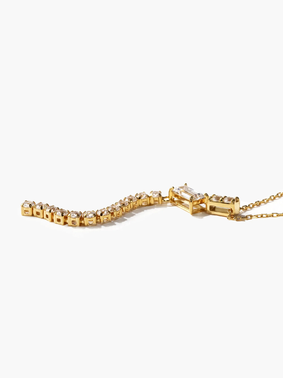 [Silk chain] バゲットカット ライン ネックレス