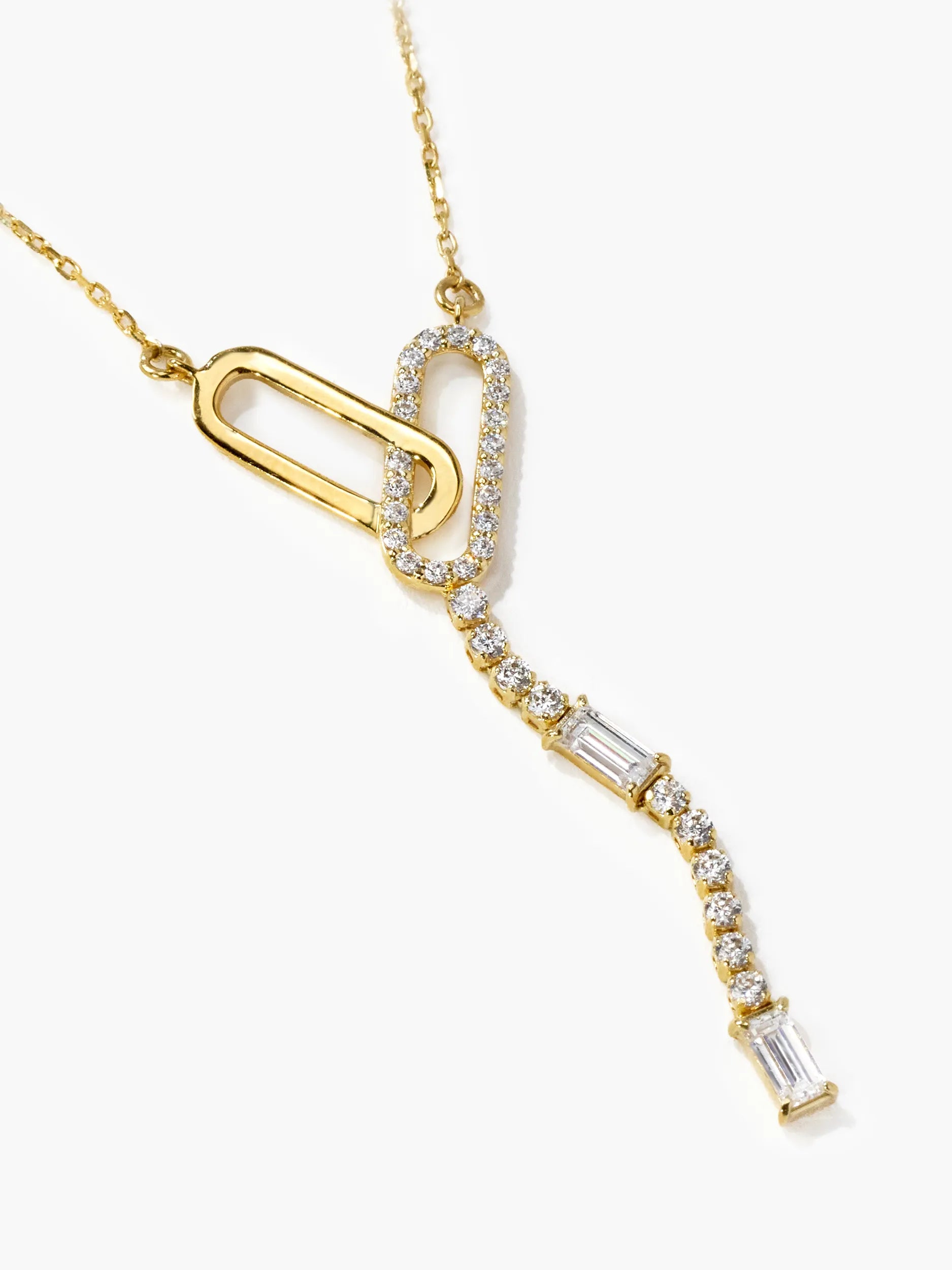 [Silk chain] バゲットカット オーバルライン ネックレス