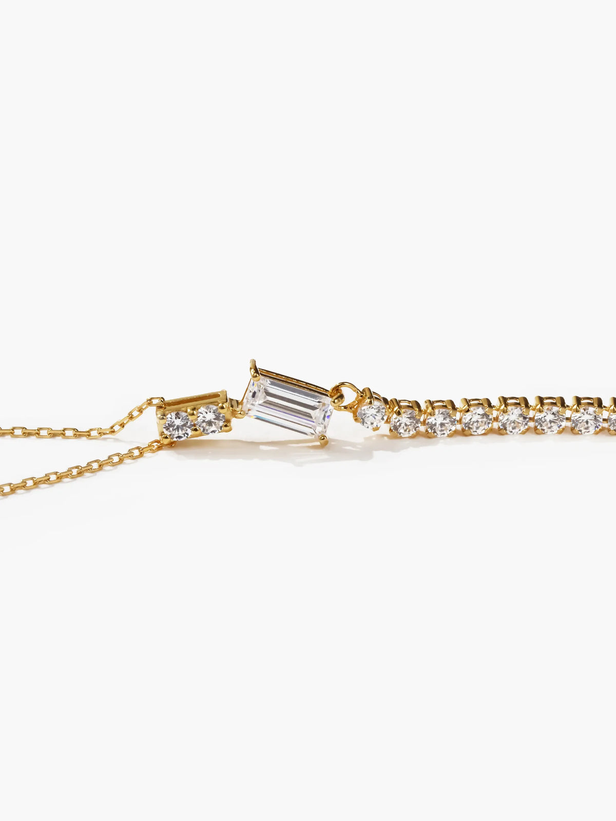[Silk chain] バゲットカット ライン ネックレス
