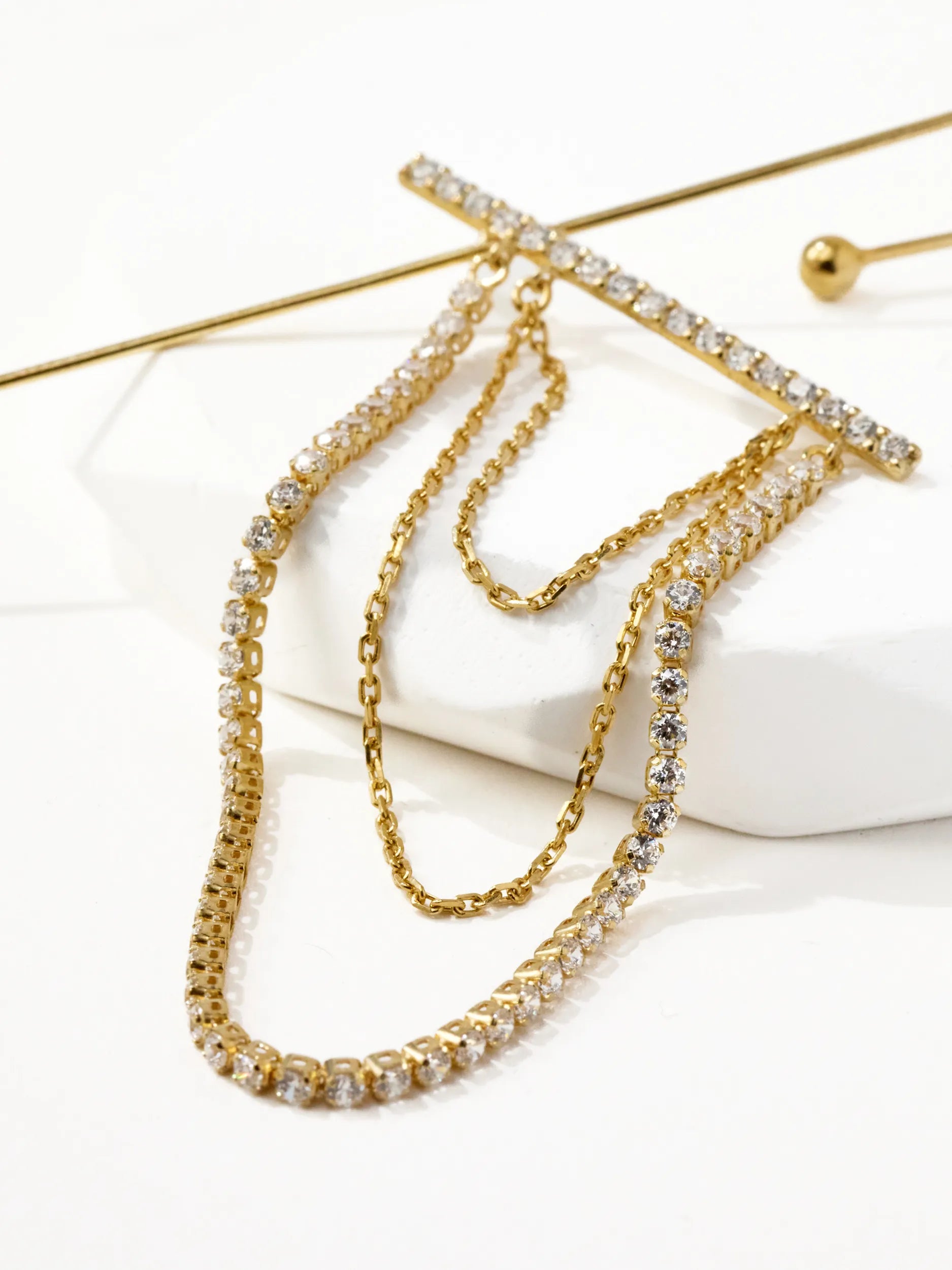 [Silk chain] ドレープチェーン イヤーフックピアス
