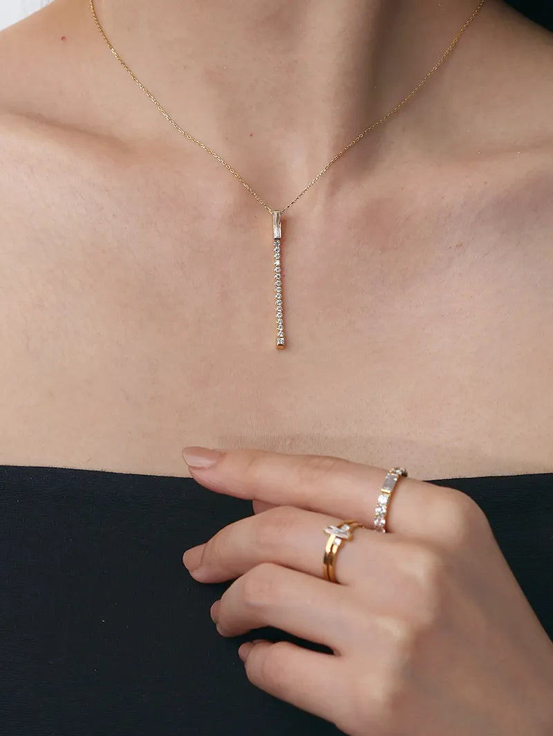 [Silk chain] バケットプリンセスカット バックライン ネックレス