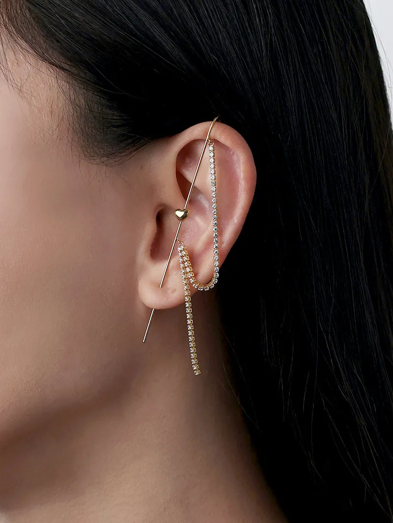 [Silk chain] ハートドレープ イヤーフックピアス