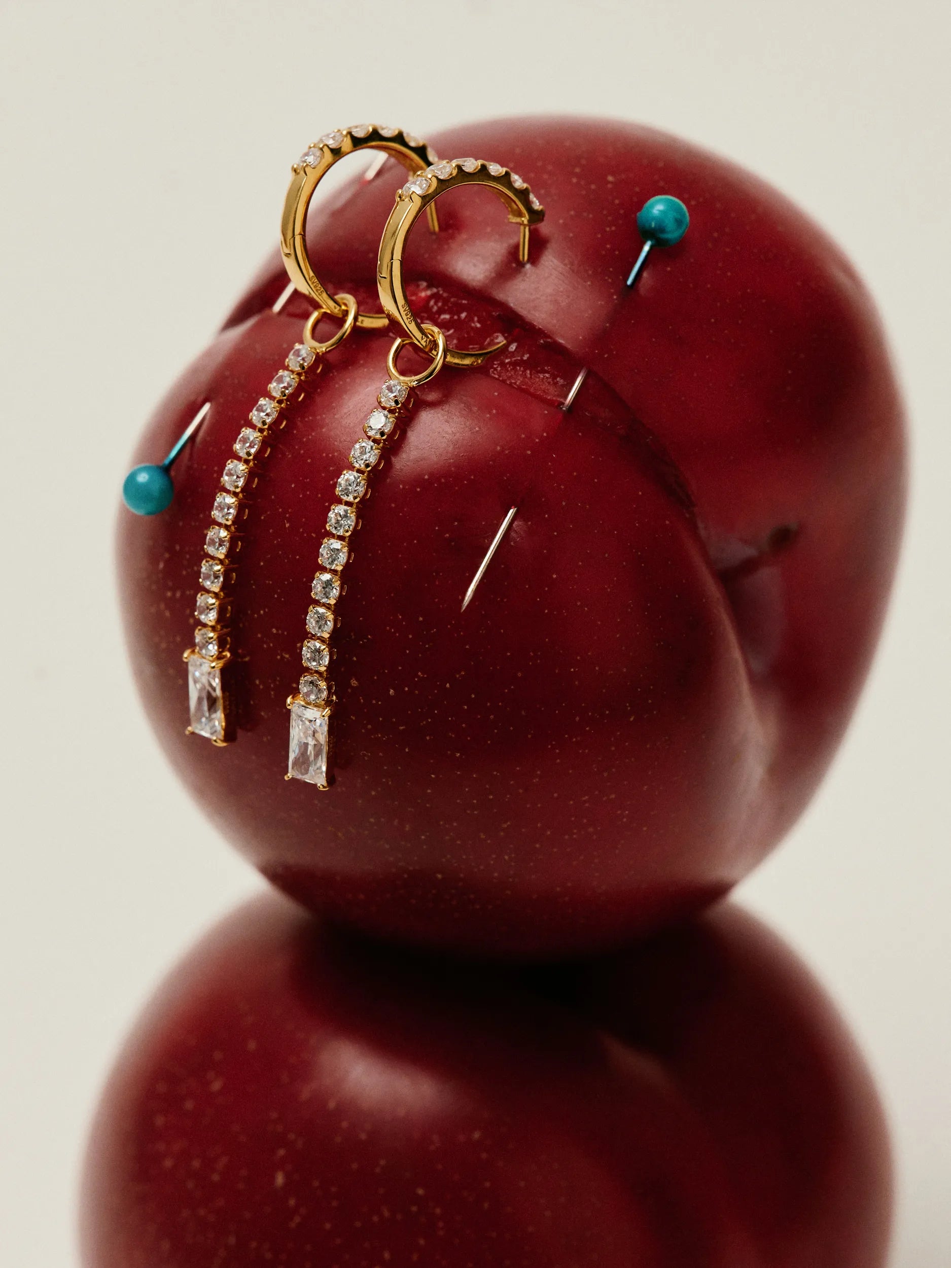 [Silk chain] バゲットカット 2way フープピアス