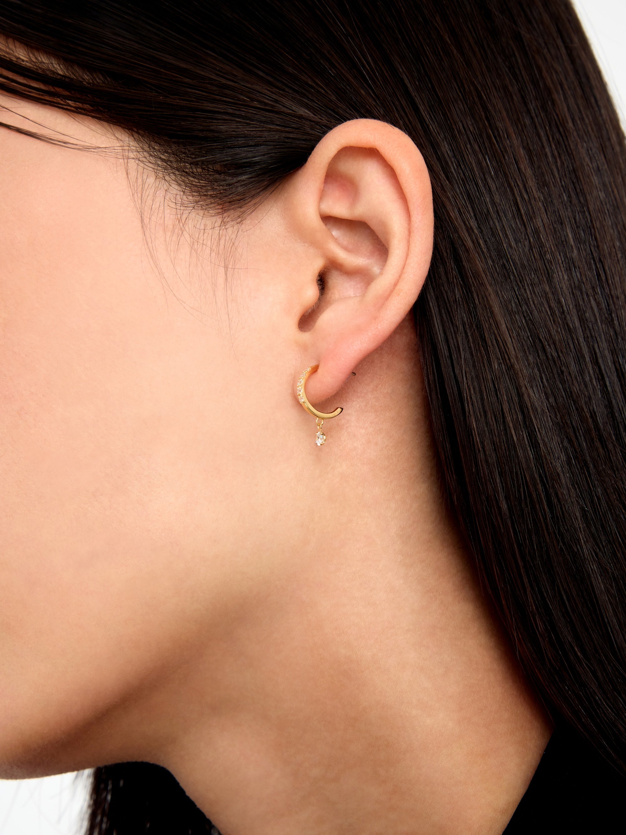 [Facet Blink]  ラインストーン フープピアス