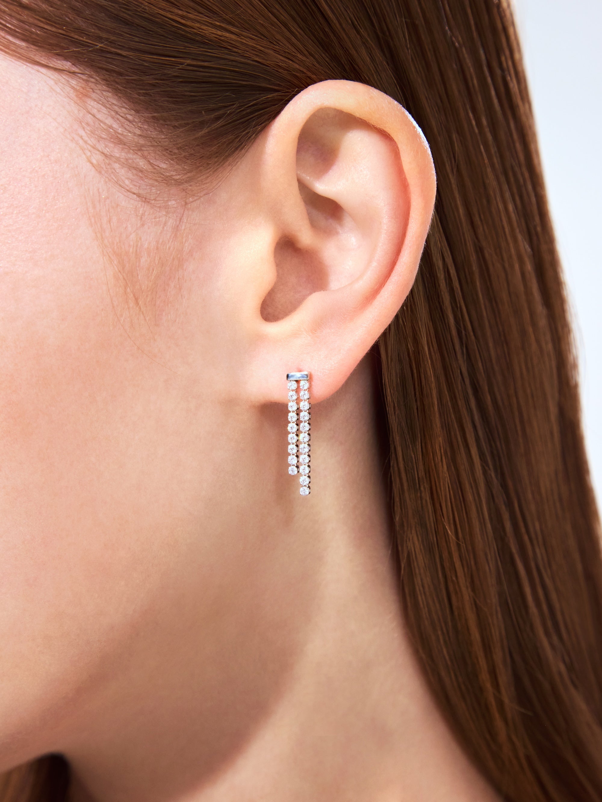 [Silk chain]  ダブルライン ピアス