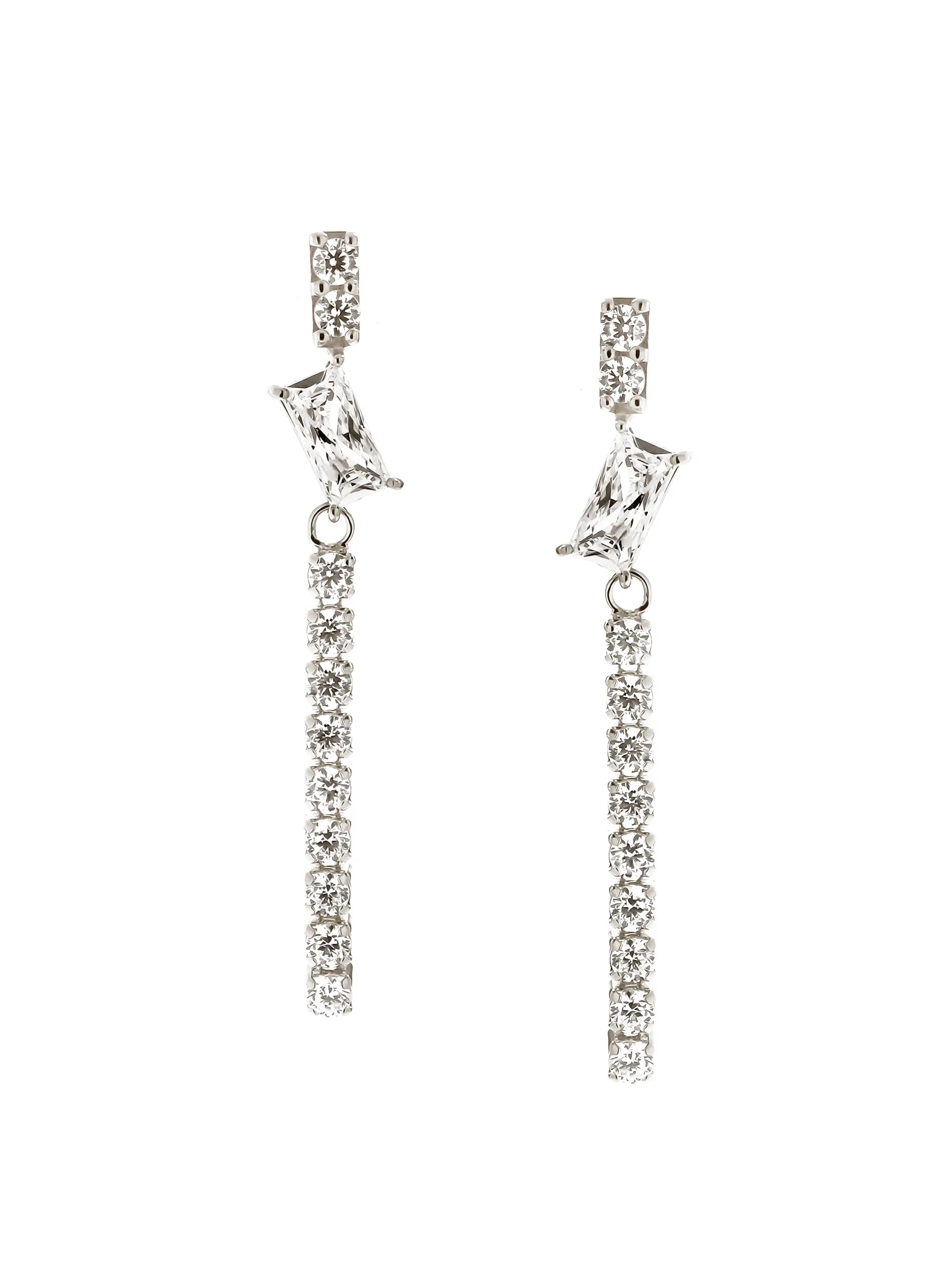 [Silk chain] バゲットカット ライン ピアス