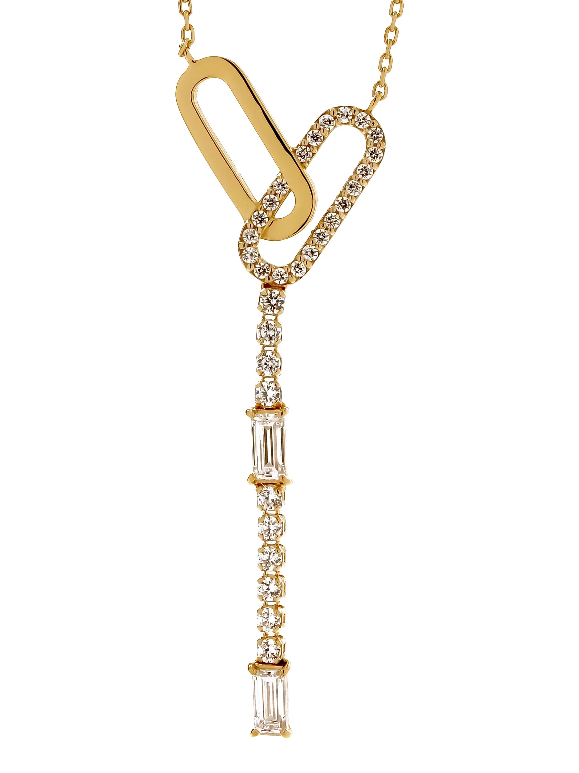 [Silk chain] バゲットカット オーバルライン ネックレス