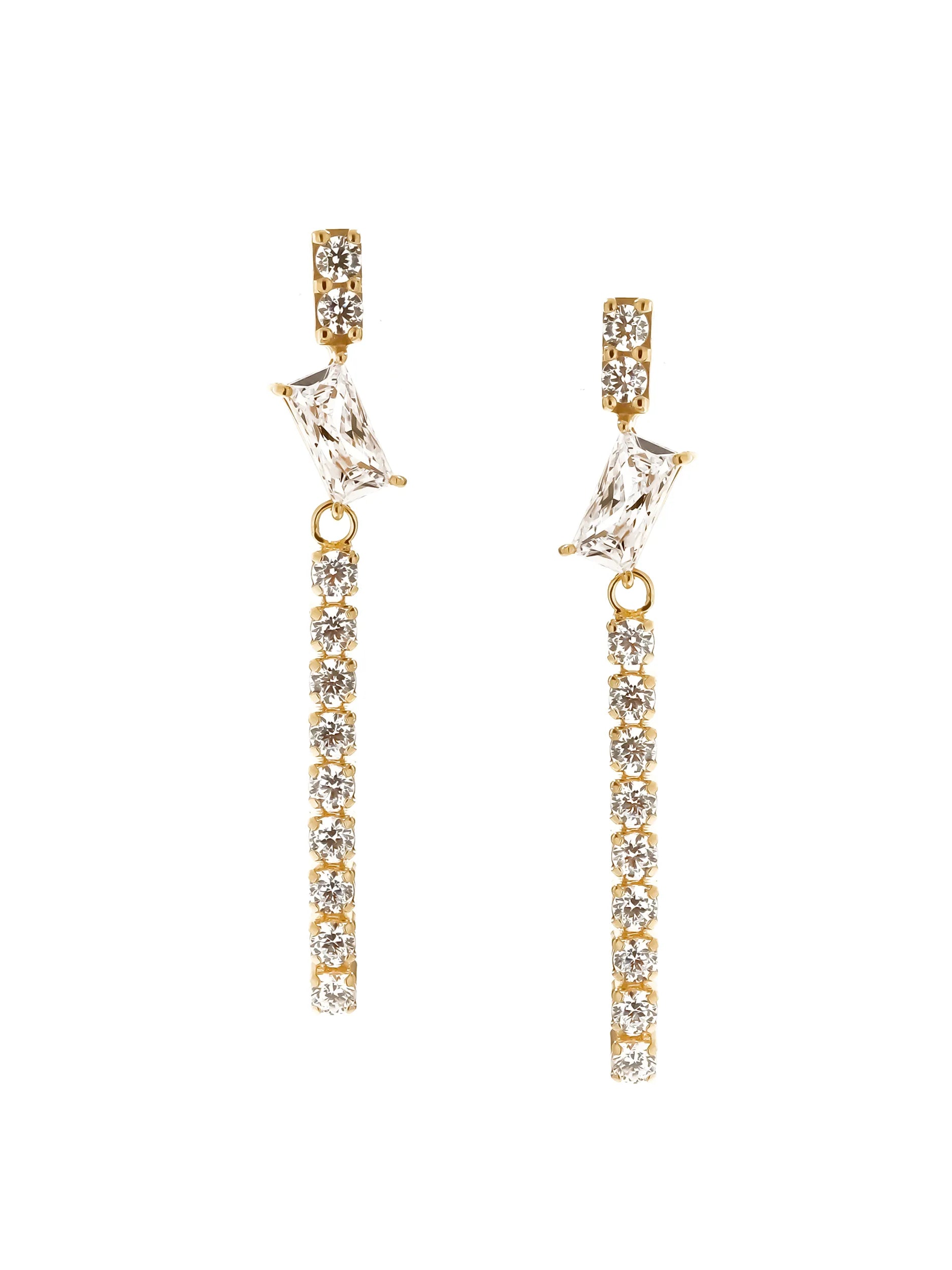 [Silk chain] バゲットカット ライン ピアス