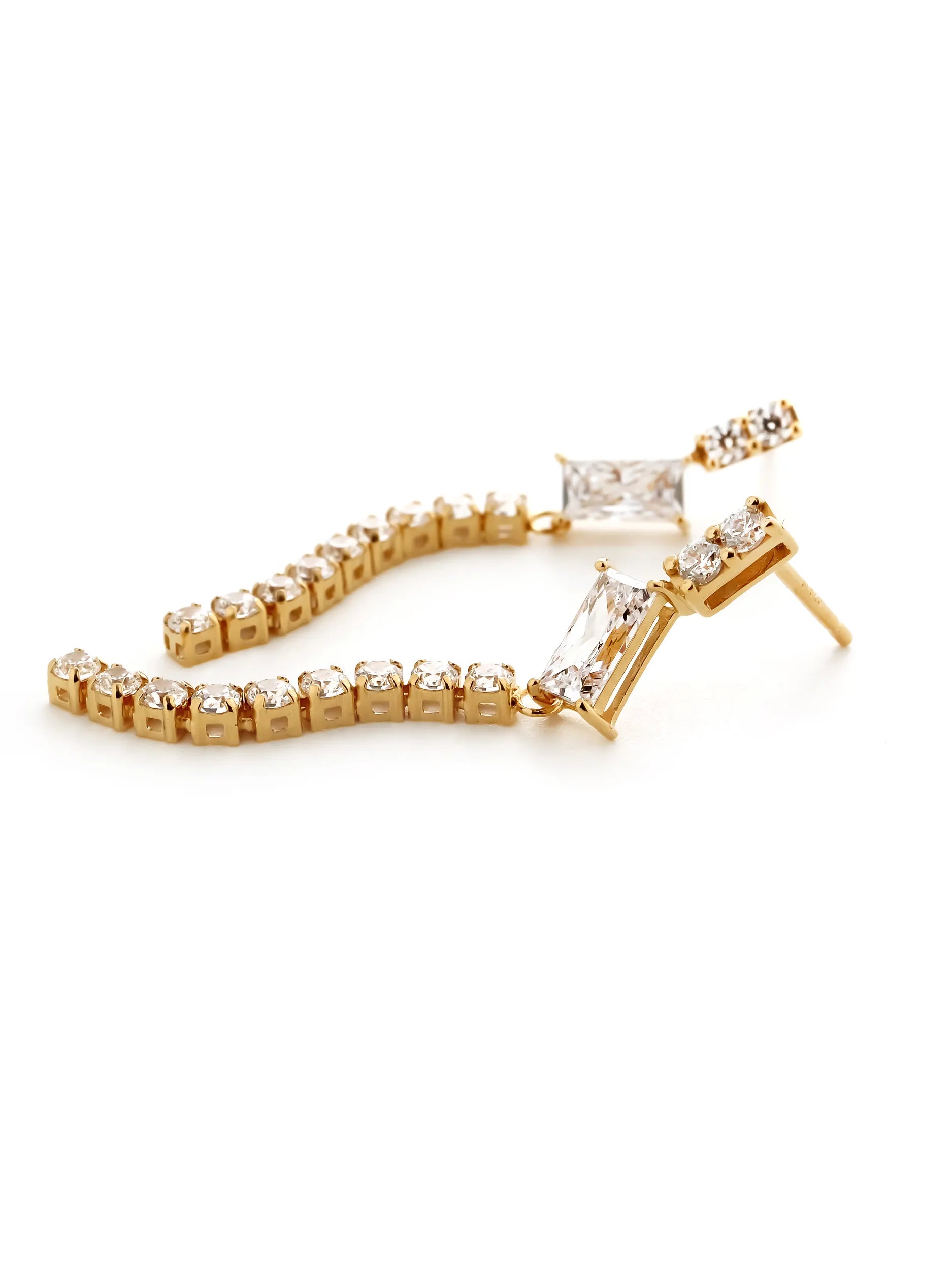 [Silk chain] バゲットカット ライン ピアス