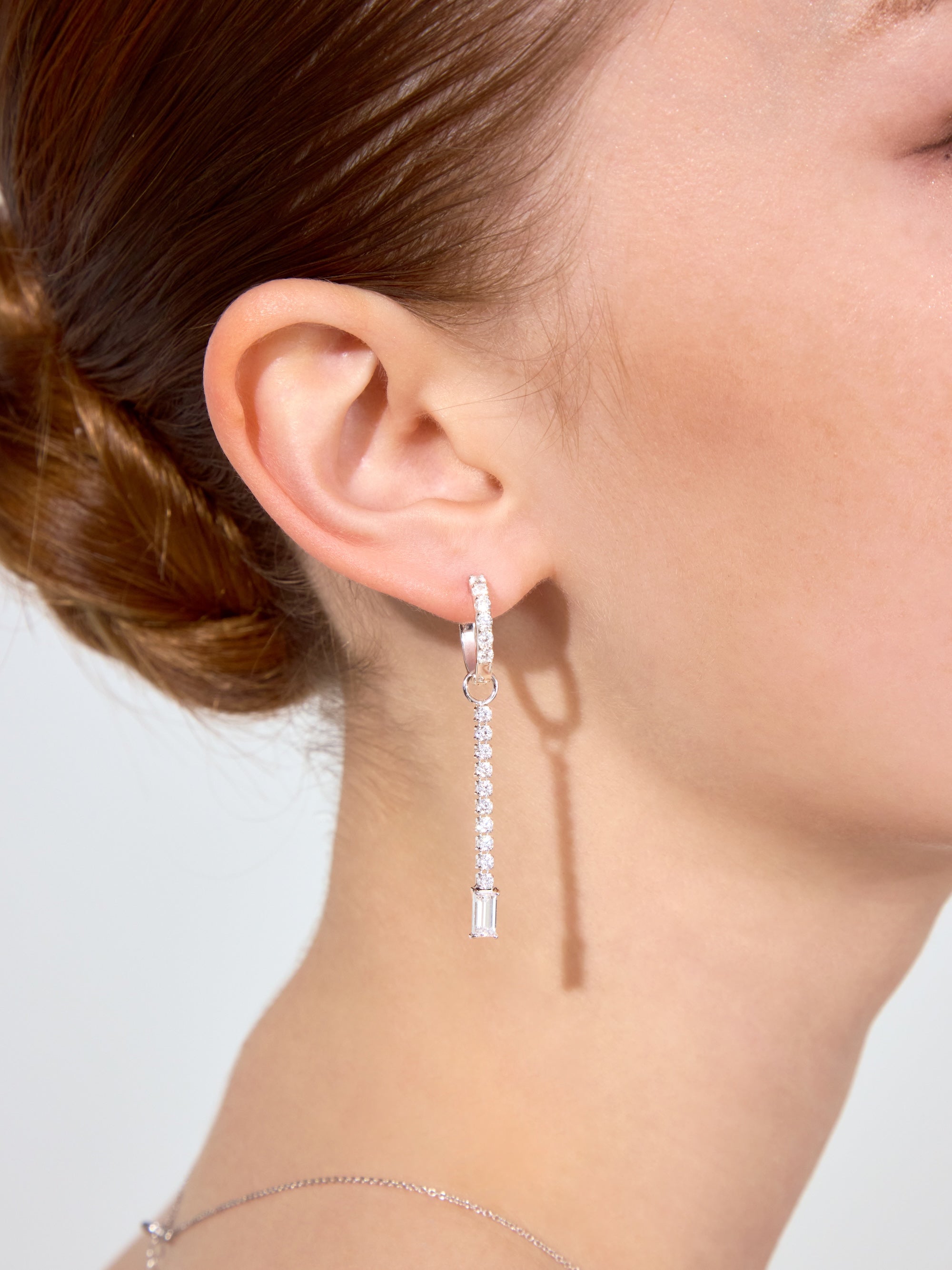 [Silk chain] バゲットカット 2way フープピアス