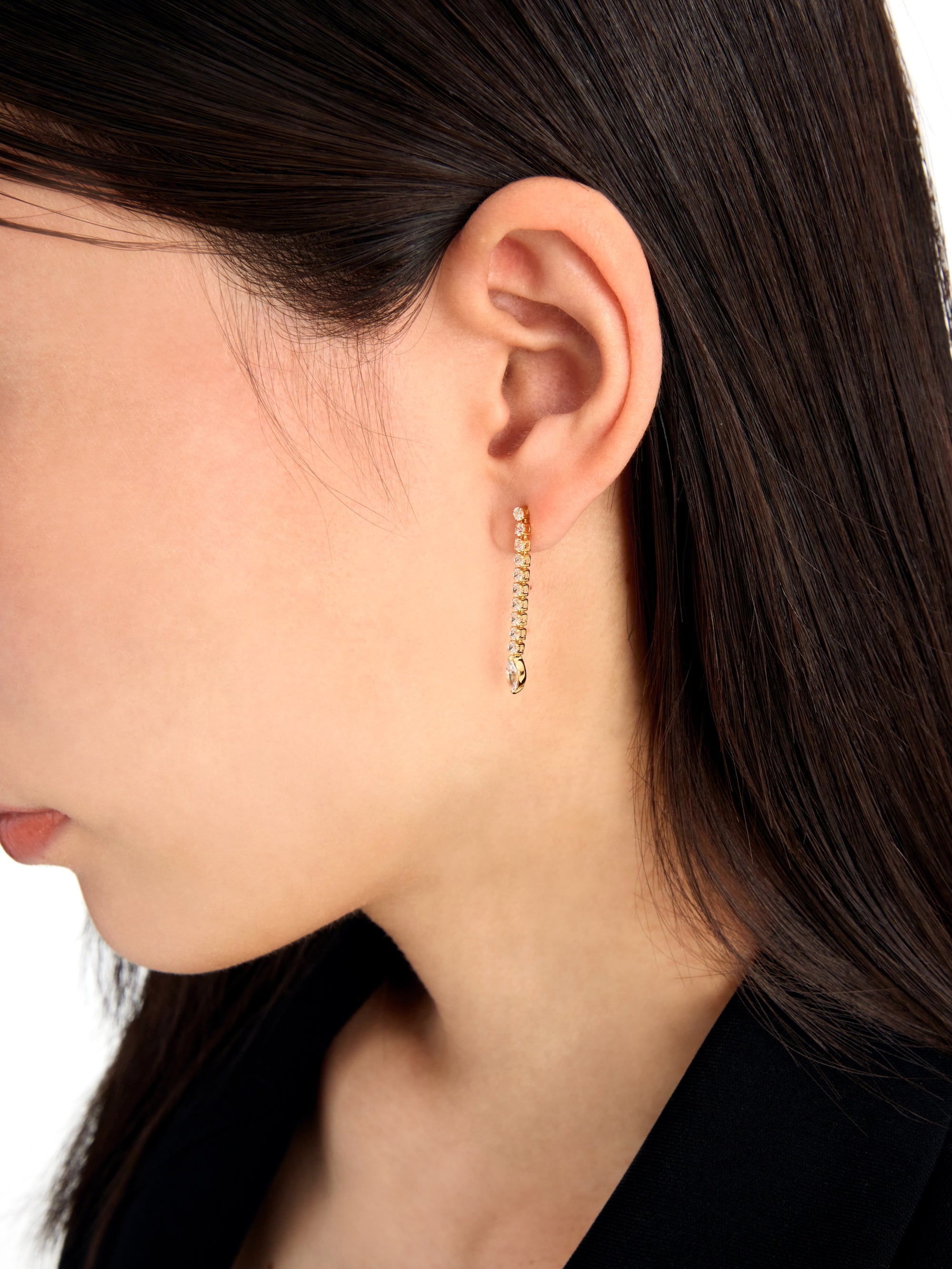 [Silk chain] マーキスカット ライン ピアス