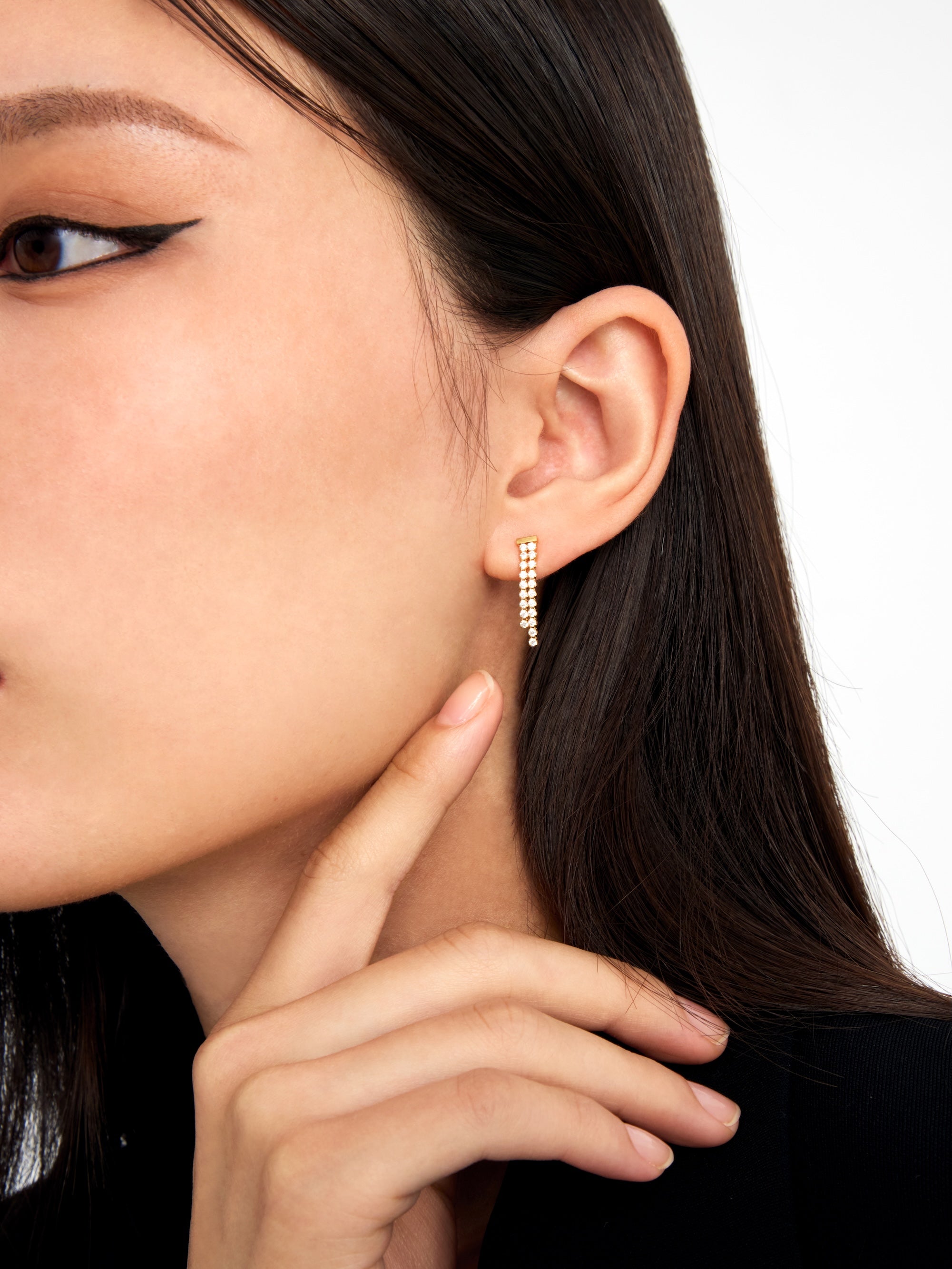 [Silk chain]  ダブルライン ピアス