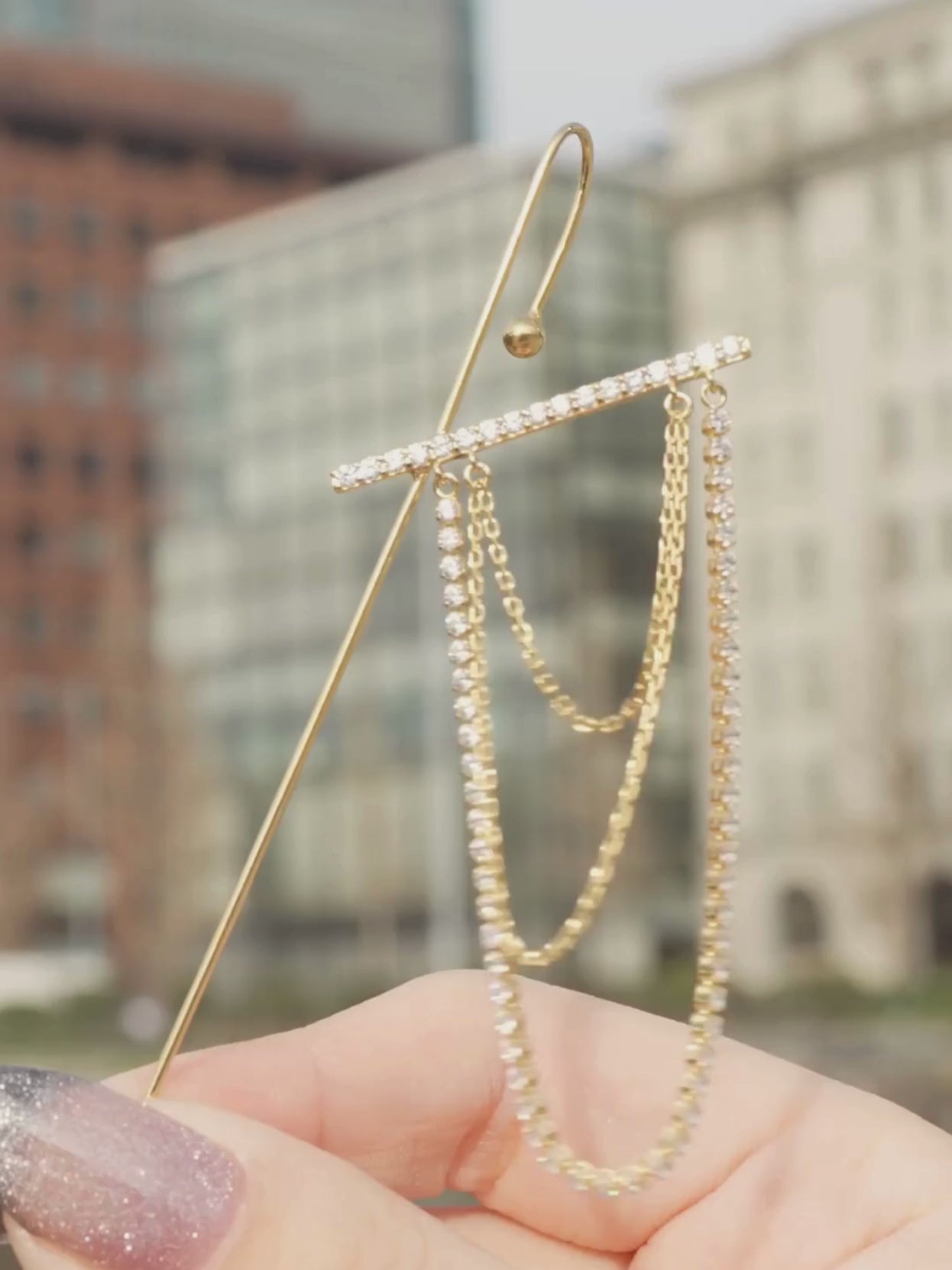 ヴァイアル ピュア・アバンダンス 専用チタンチェーン付き Silk chain] ドレープチェーン イヤーフックピアス｜VARIÉLLE公式ストア