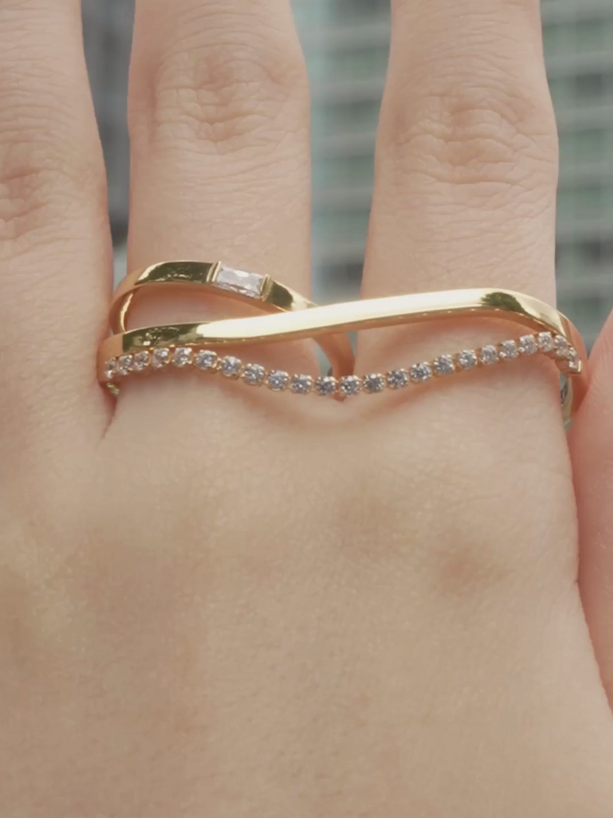 Silk chain] バゲットプリンセスカット ウェーブ ダブルフィンガー