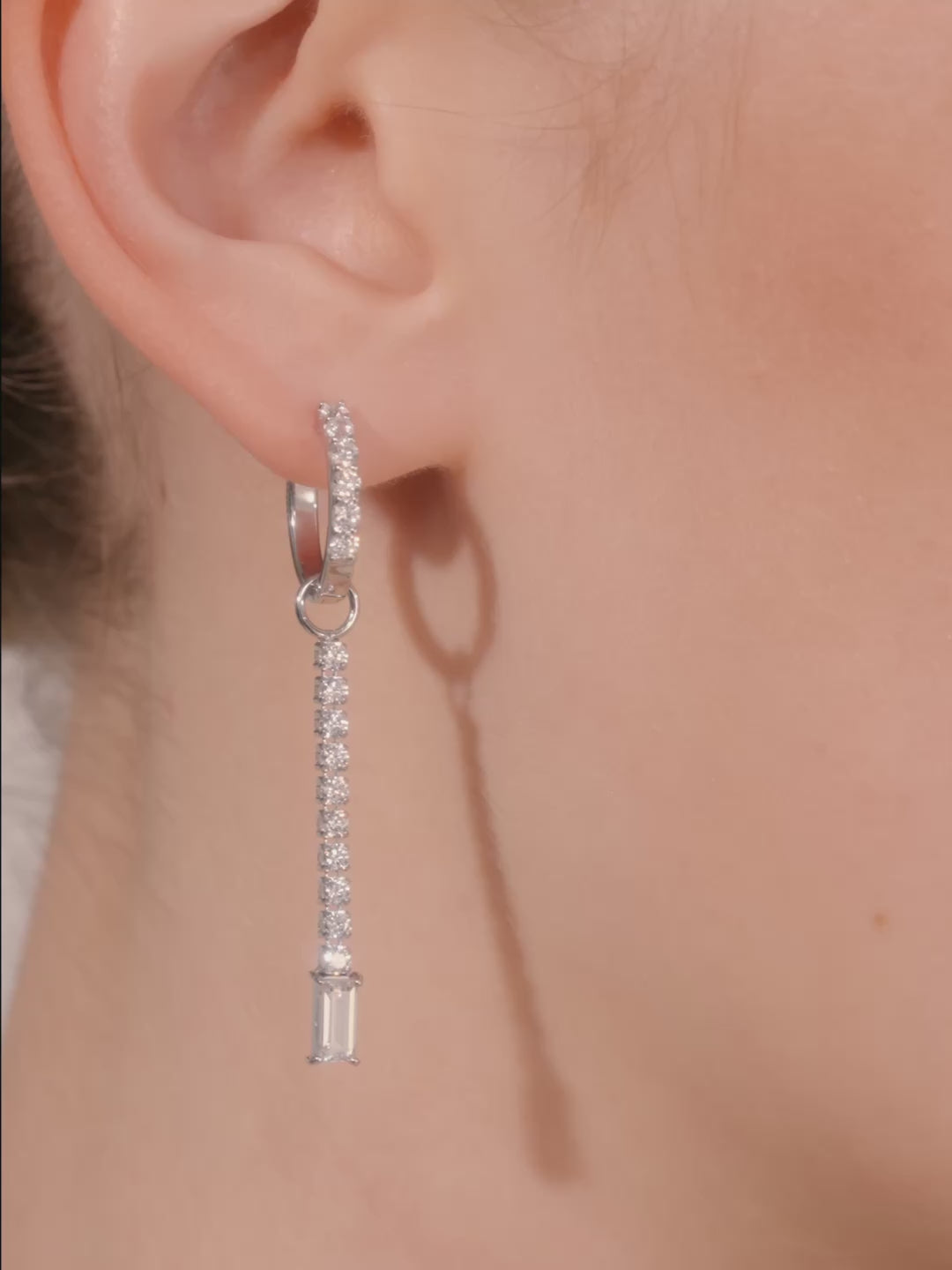 Silk chain] バゲットカット 2way フープピアス｜VARIÉLLE公式ストア