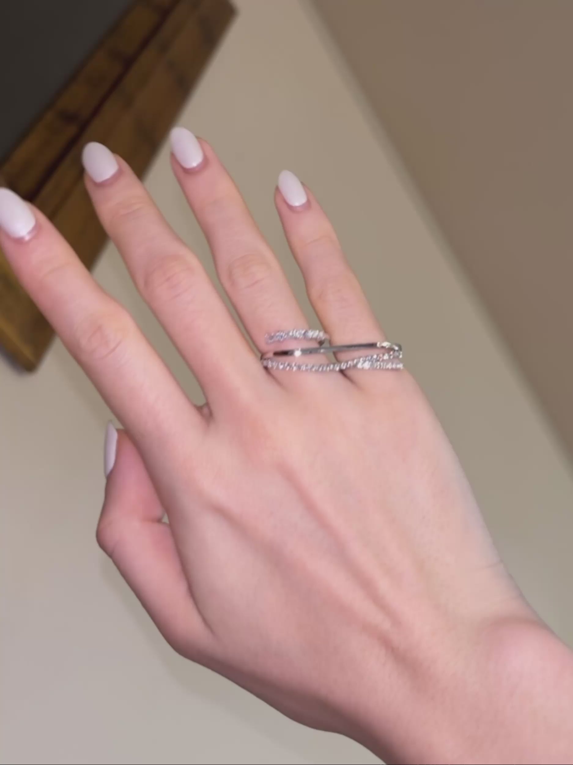 Silk chain] バゲットカット ドレープ ダブルフィンガーリング