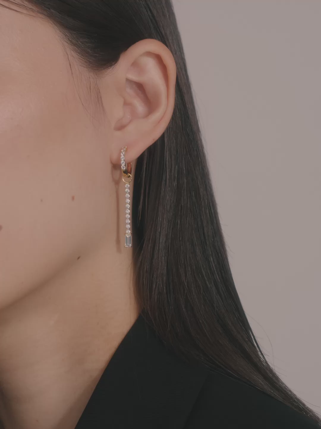 Silk chain] バゲットカット 2way フープピアス｜VARIÉLLE公式ストア